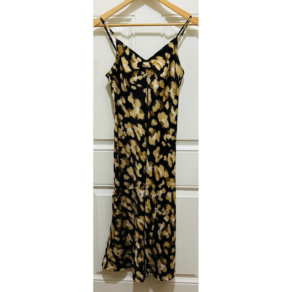 Banana Republic Silk Leopard Print Slip Midi Dress XS‎